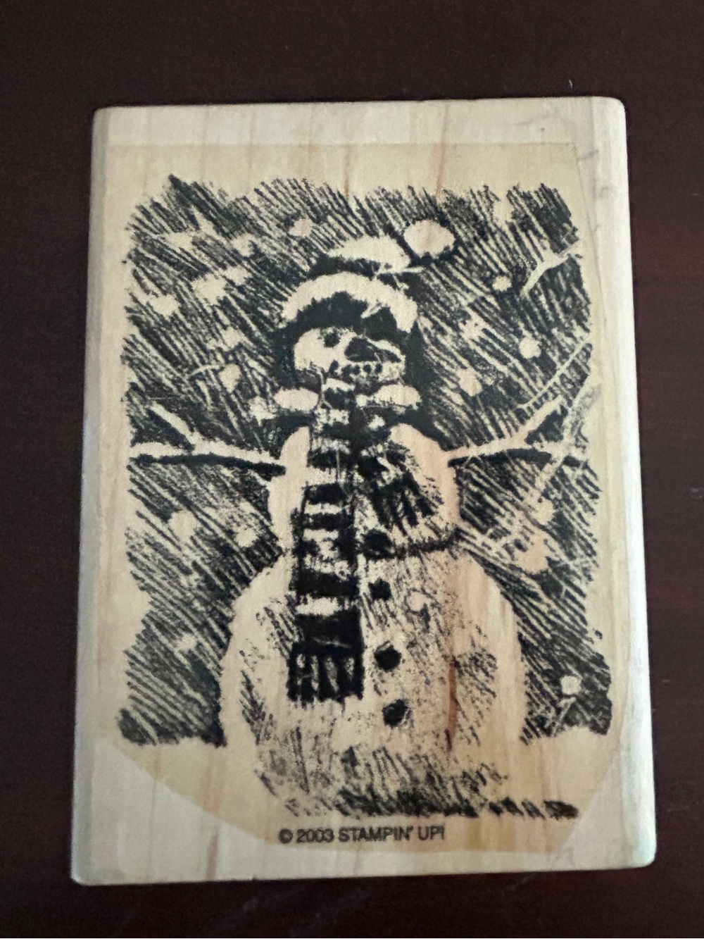 Stampin’ Up 2003 Snowman Christmas Wood Rubber Stamp Retired